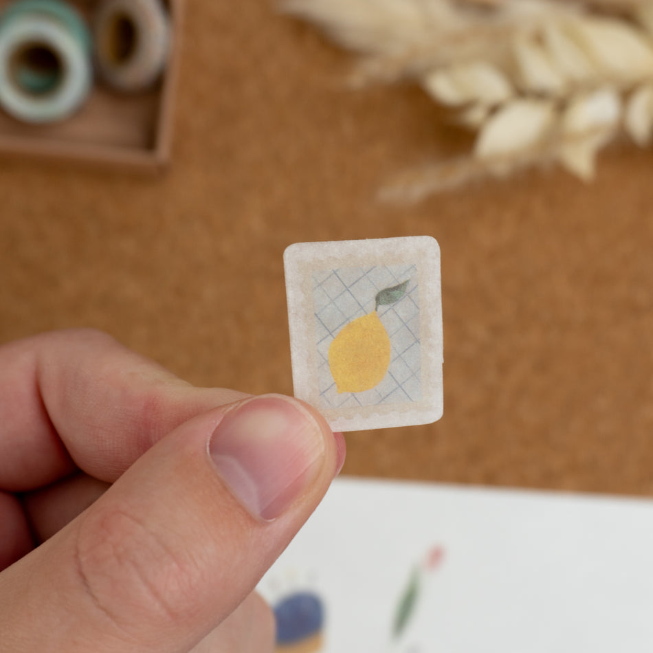 Papier Platz x asanel Washi Flake Stickers - Gardening Lemon Stamp