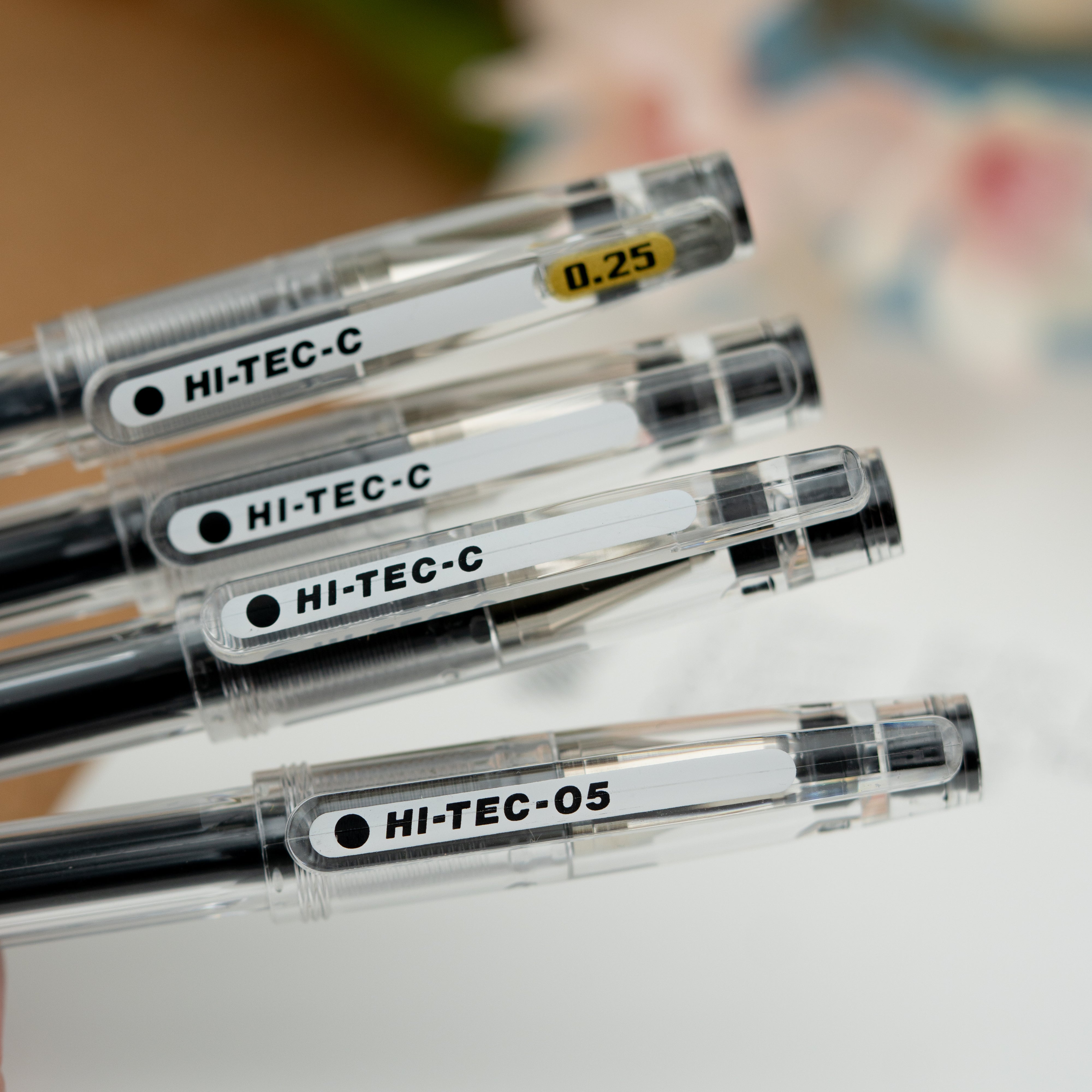 Pilot Hi-Tec-C Gel Pens Back Close Up