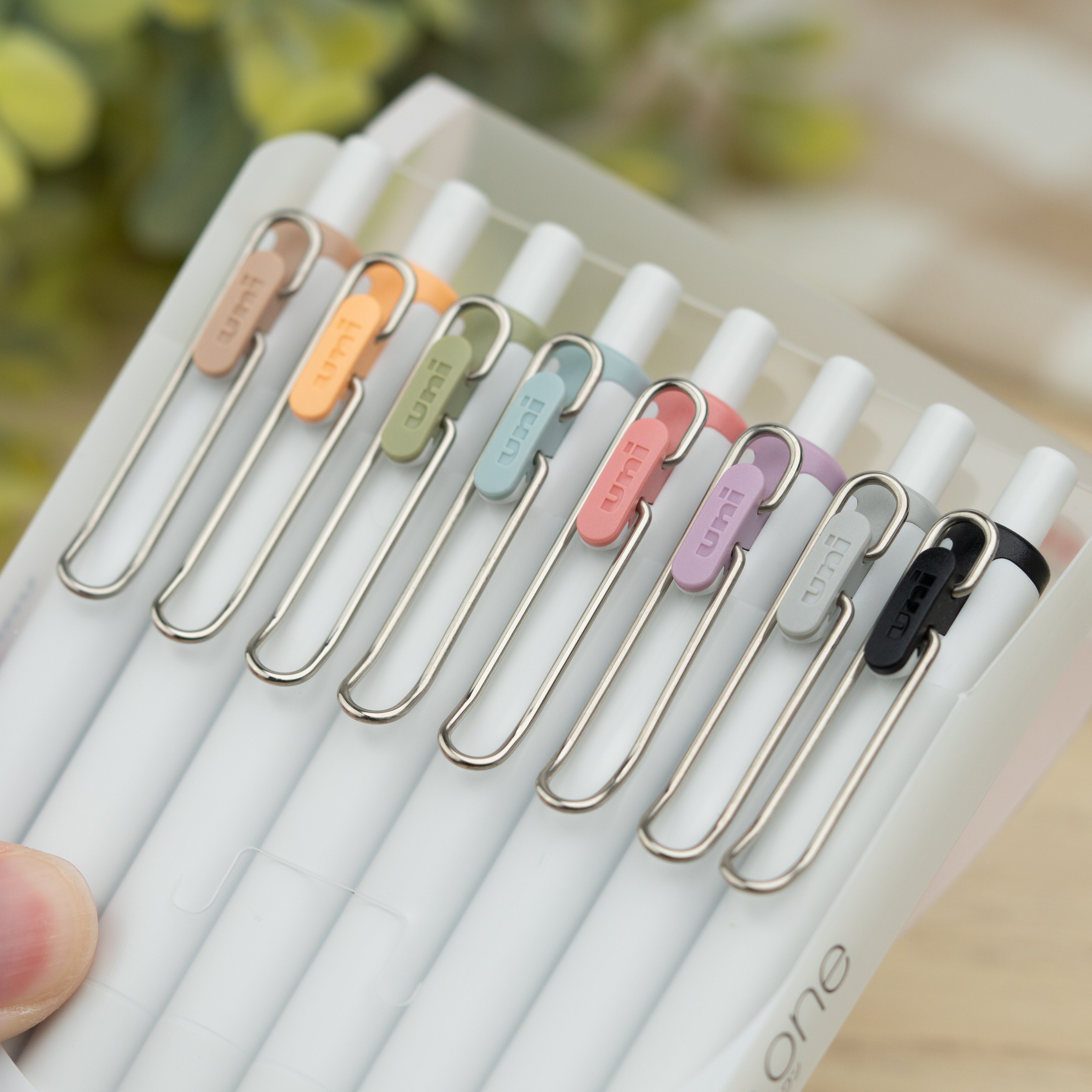 Uniball One Fika Gel Pens Packaging Close Up