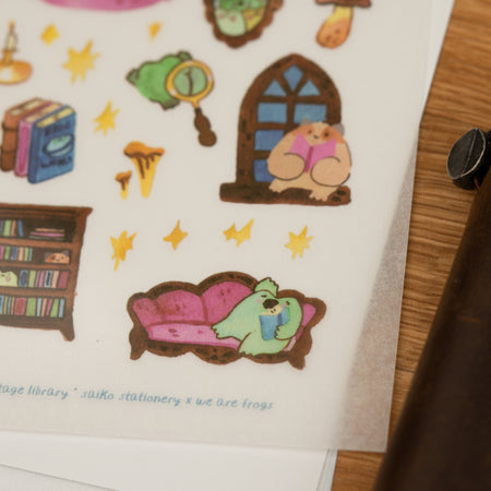 Vintage Library Sticker Sheet We Are Frogs x Saiko Stationery x MU Close Up