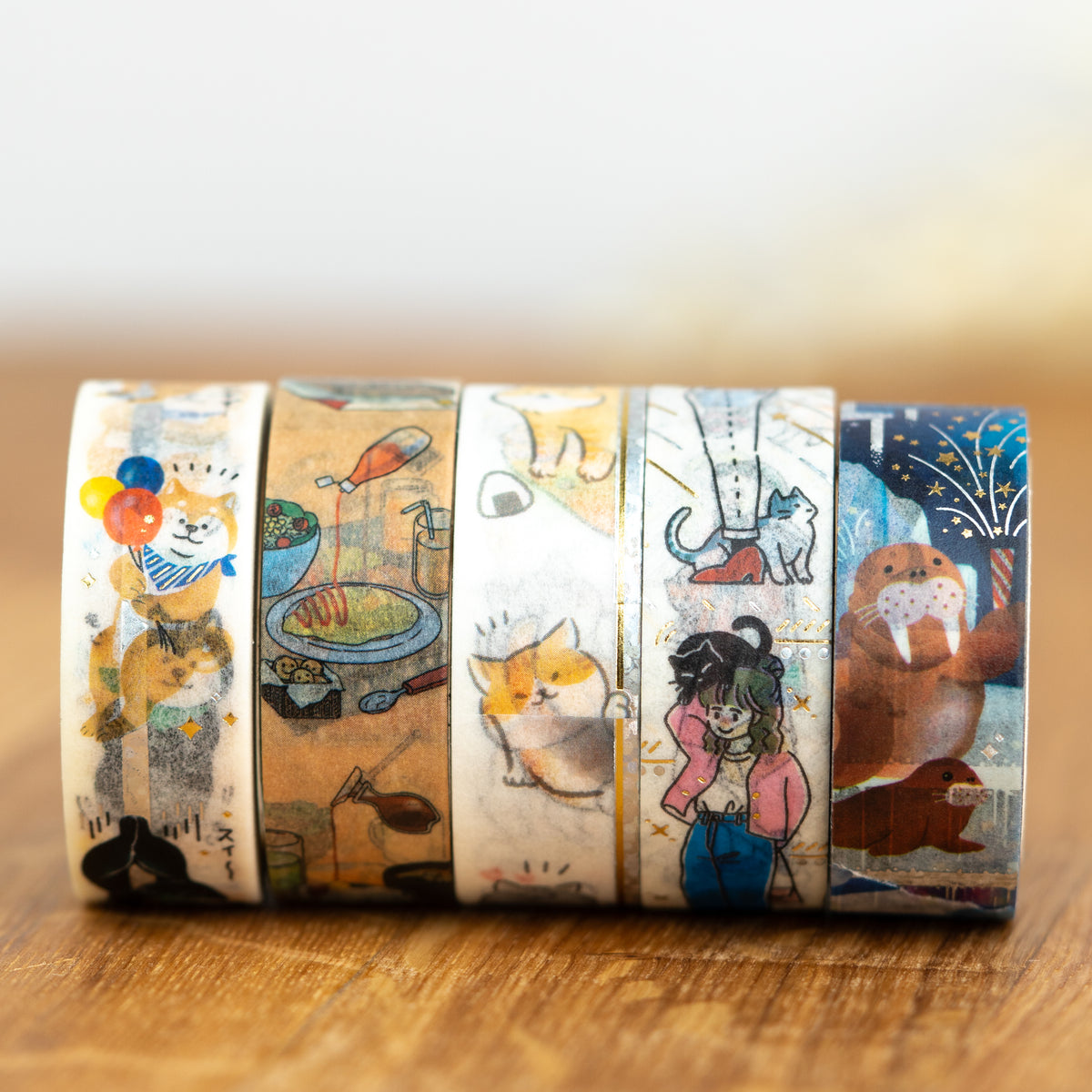 World Craft Kirakira Tatemasu Vertical Foil Washi Tapes Together