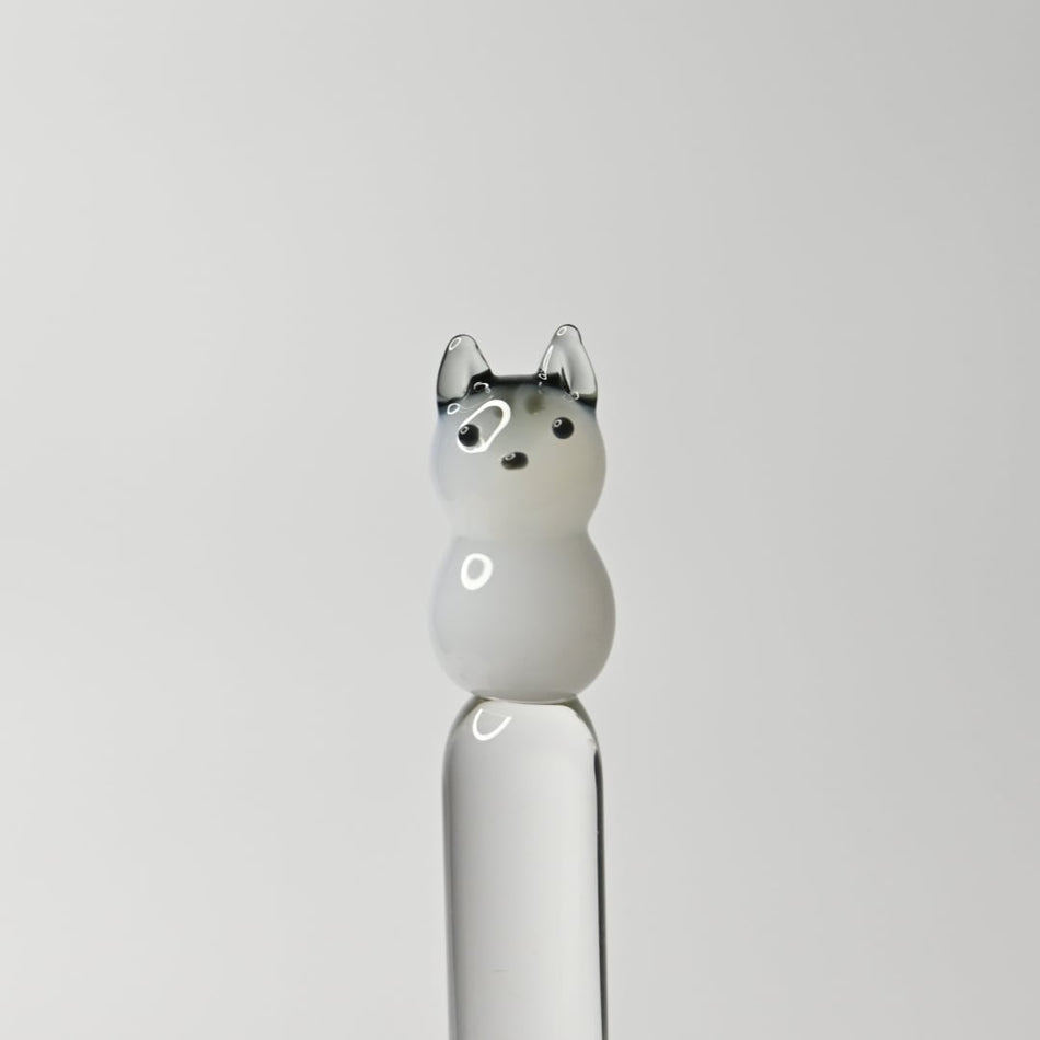 Clarto Lavie Cat Glass Dip Pen - Grey Tabby