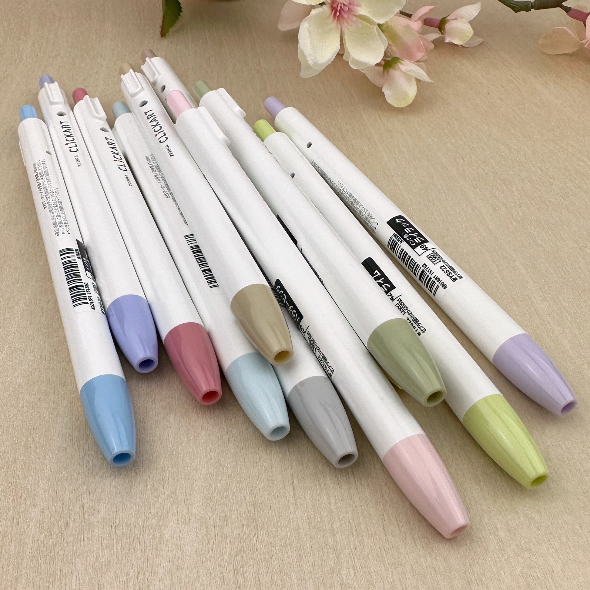 2) Zebra Click Art Retractable Marker Pen Fine Pink Purple Blue6pk