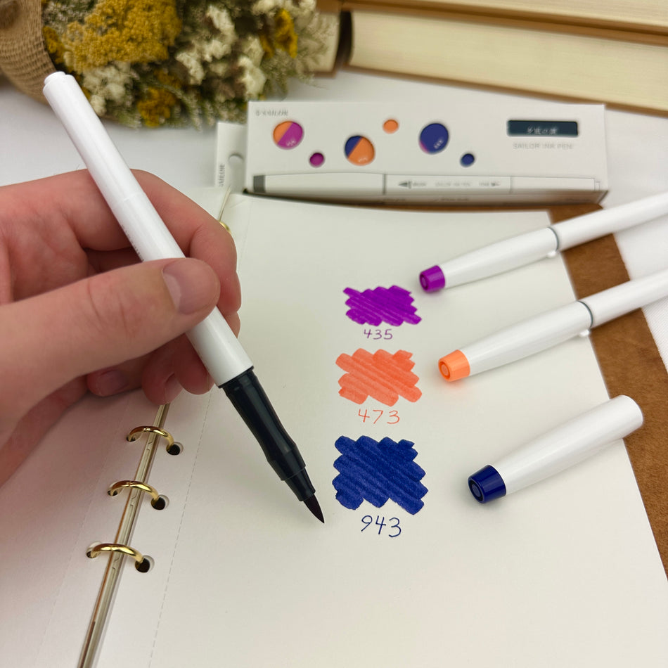 Sailor Studio Ink Dual-Tip Brush Pens (Set of 3) - Evening Sunset Tones