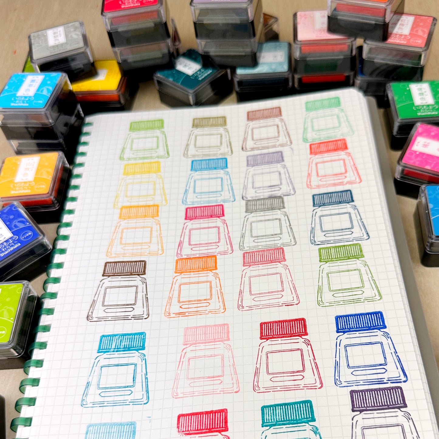 Shachihata Mini Ink Pads (Waterproof) Traditional Japanese Colors