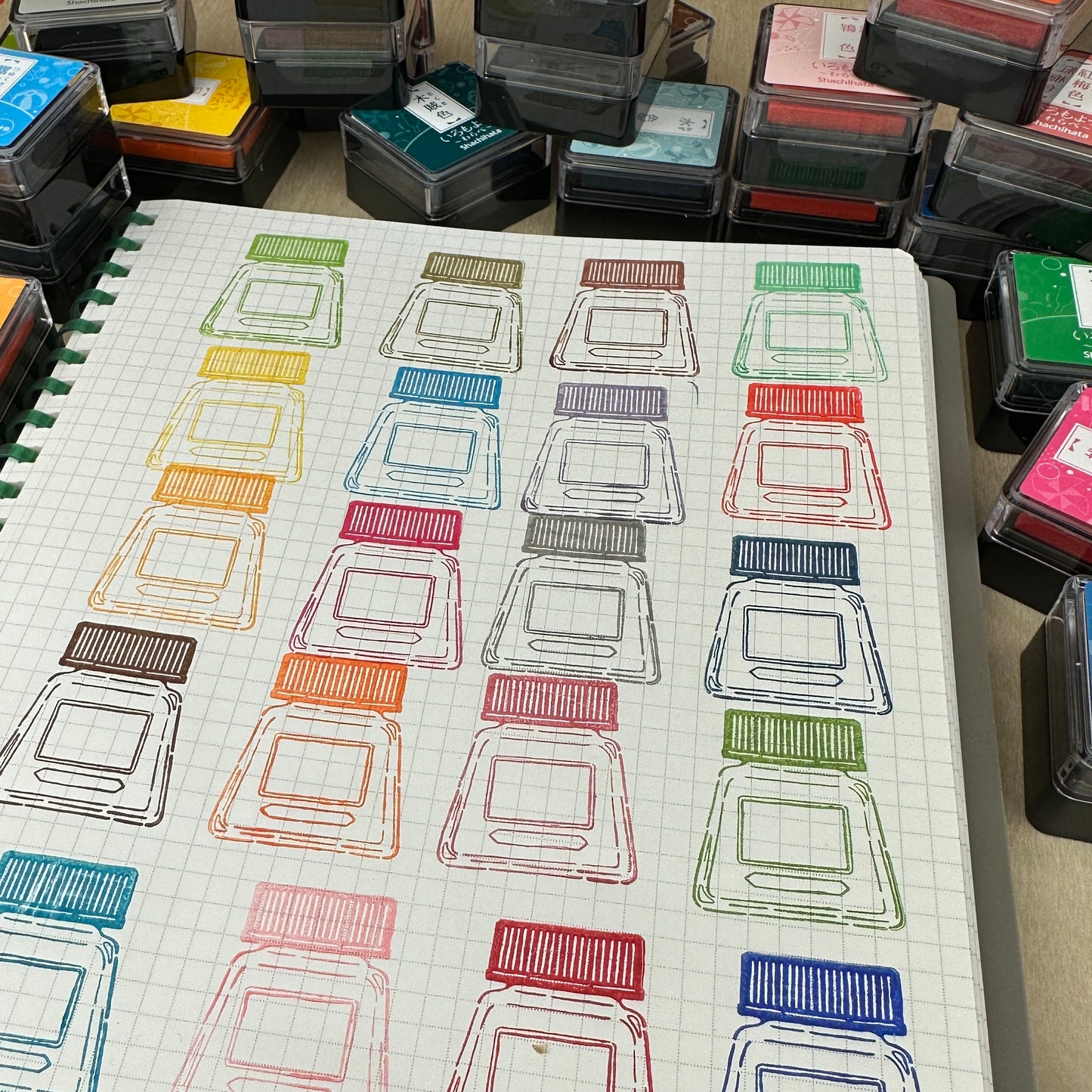 Shachihata Mini Ink Pads (Waterproof) Traditional Japanese Colors