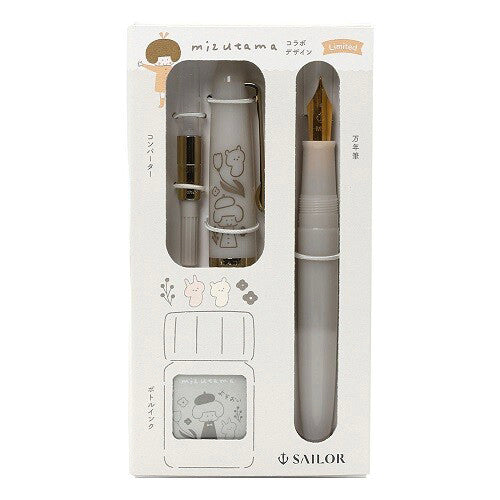 mizutama x Sailor Profit Jr. +10 Fountain Pen and Ink Set - Yosooi (Milky White)