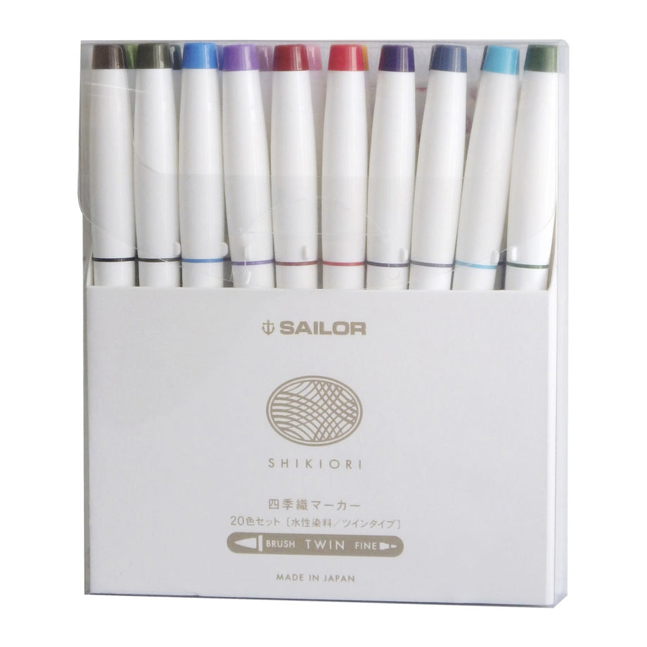 Sailor Shikiori Dual Tip Calligraphy Brush Pen - 20 Color Set