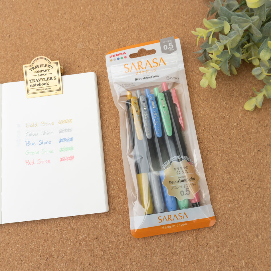 Sarasa Clip Decoshine Gel Pens (0.5mm) - 5 Color Set